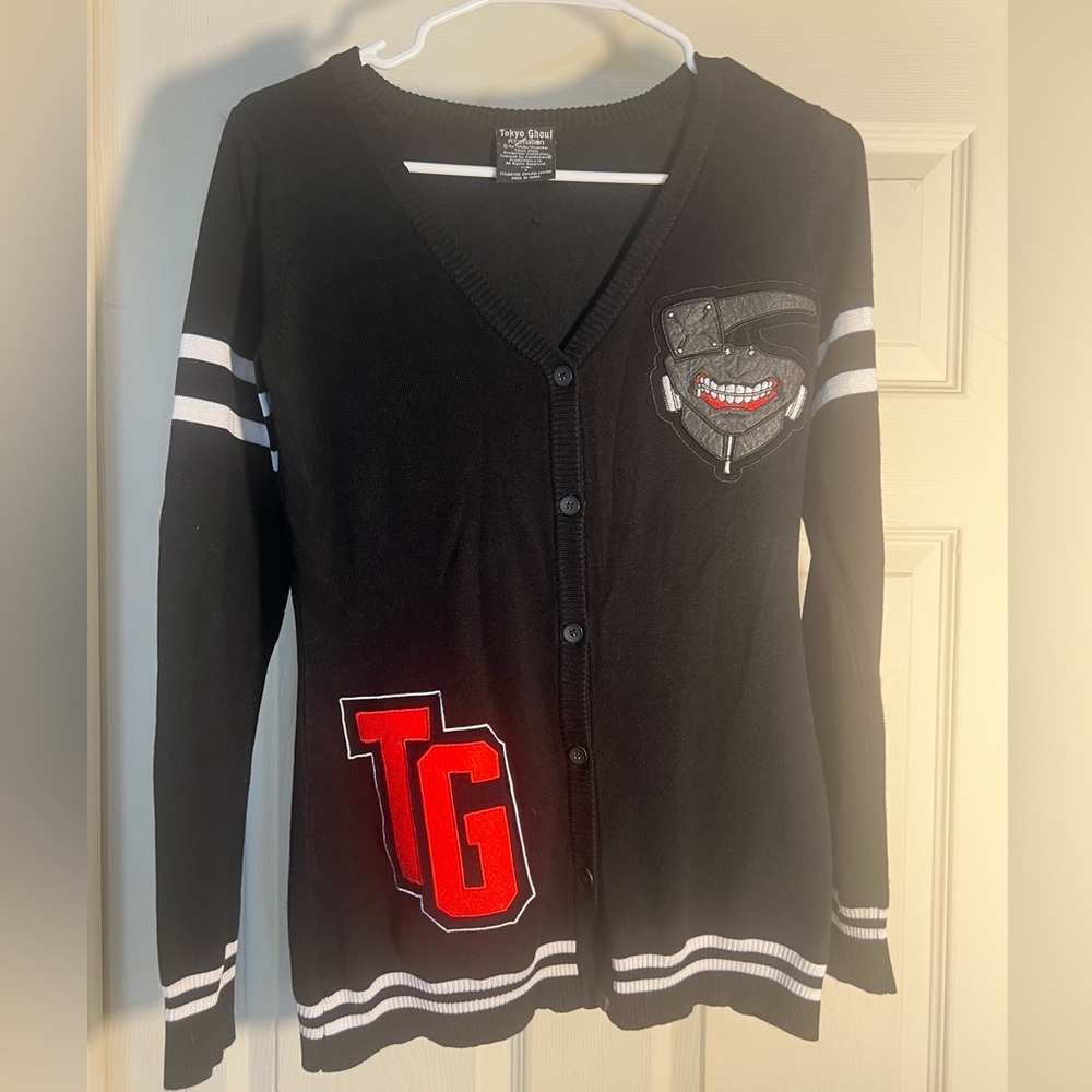 Anime Tokyo Ghoul Women’s Sz S L/S Button-up Letter  Sweater w/Graphic Cardigan